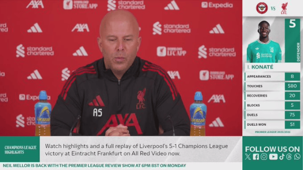 斯洛特: 利物浦球员没东说念主念念输;前7场英超对方策画178次长传